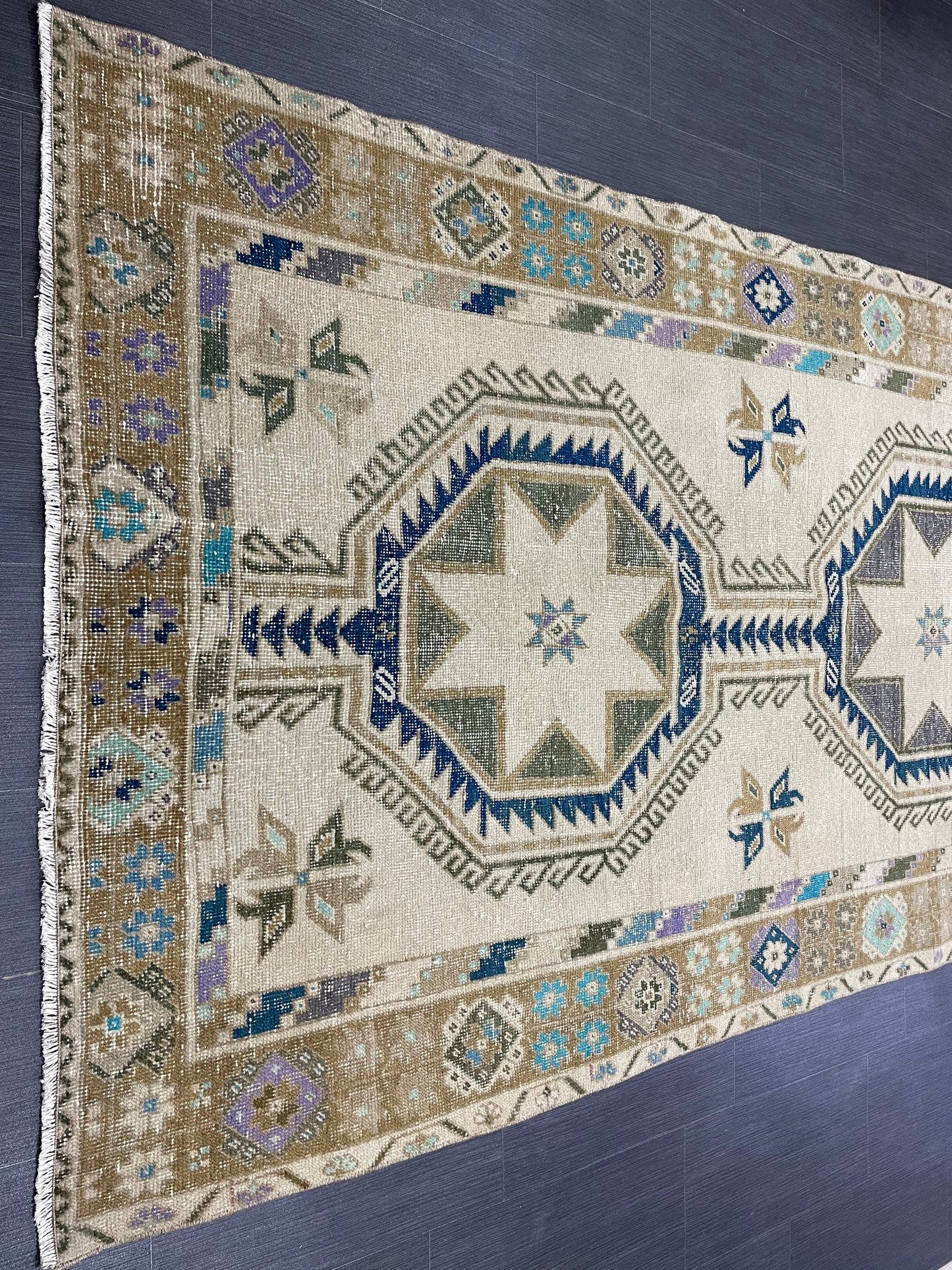 Muted Vintage Runner Rug Persian Runner Rug 4.6 x 11.8 Star Rug Runner Turkish Runner Kitchen Runner Rug Antique Wool Oriental Runner
