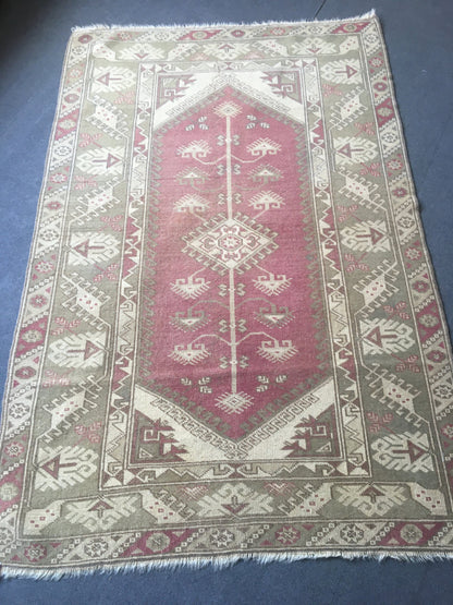 4x6 feet green turkish living room floor wide rug, handmade wool large entryway carpet, vintage oushak big bedroom area rug, red bohem rug