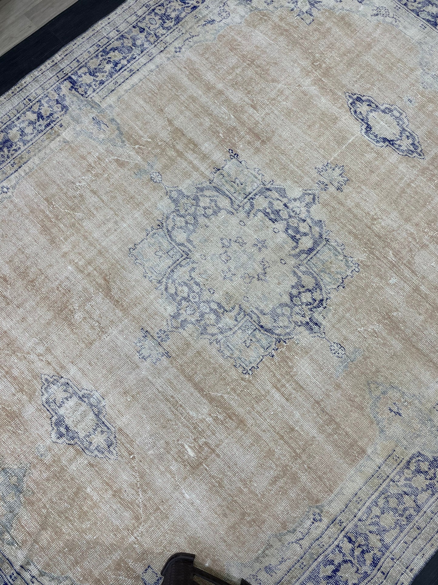 Large Distressed RUG 8 x 10.8 Muted TURKISH Antique Rug Vintage Persian Rug Vintage Rug Wool Oushak Rug HandMade Rug Hand Knotted Rug