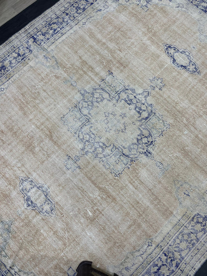 Large Distressed RUG 8 x 10.8 Muted TURKISH Antique Rug Vintage Persian Rug Vintage Rug Wool Oushak Rug HandMade Rug Hand Knotted Rug