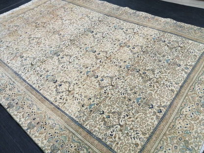 Fine Knotted OUSHAK RUG 6.2 x 9.6 TURKISH Rug Vintage Oushak Rug Vintage Oriental Rug Wool Persian Rug Hand Made Rug