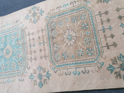 2'6x11'6 turkish runner rug, runner rug,vintage, oushak runner rug, kitchen runner rug, hallway runner rug,vintage runner rug,oushak runner