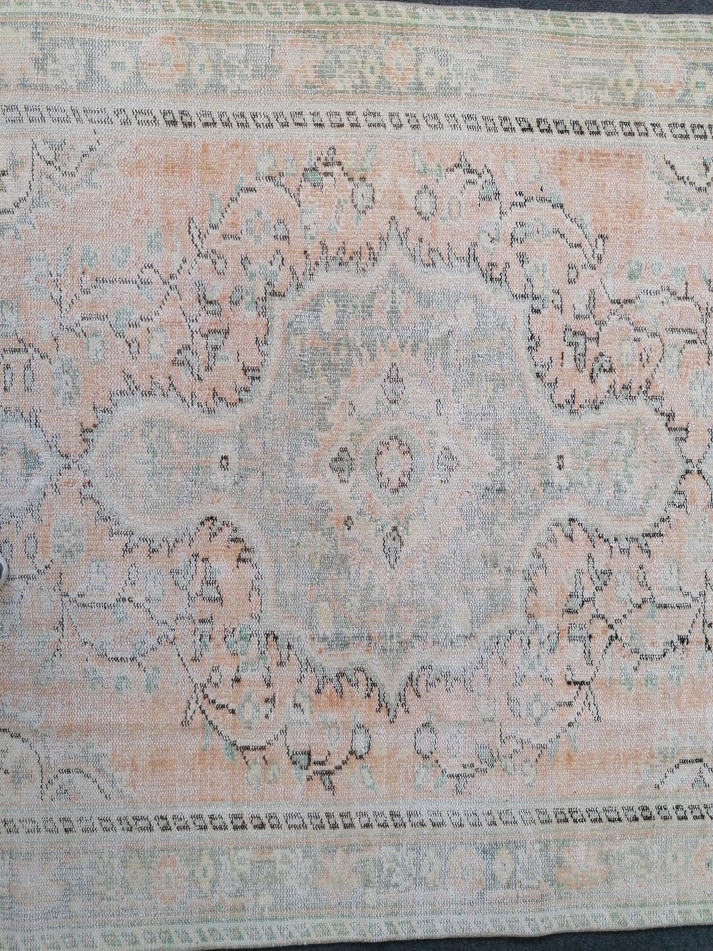 5 x 8.8 muted soft colors rug distressed vintage turkish rug, oushak rug