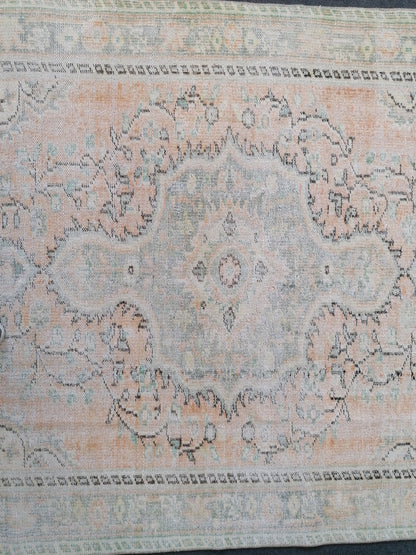 5 x 8.8 muted soft colors rug distressed vintage turkish rug, oushak rug