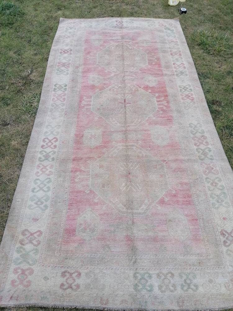 5 x 10.6 Vintage runner, oushak rug, hallway runner - handmade wool rug, kitchen runner rug,