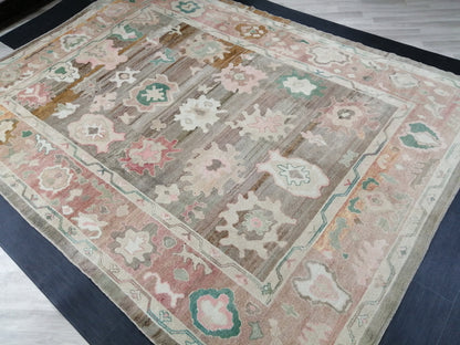 12 x 8.9 Vintage Muted  OUSHAK RUG, TURKISH Oushak Rug,  Wool Oushak Rug Hand Made Rugs, Vintage Oriental Rug