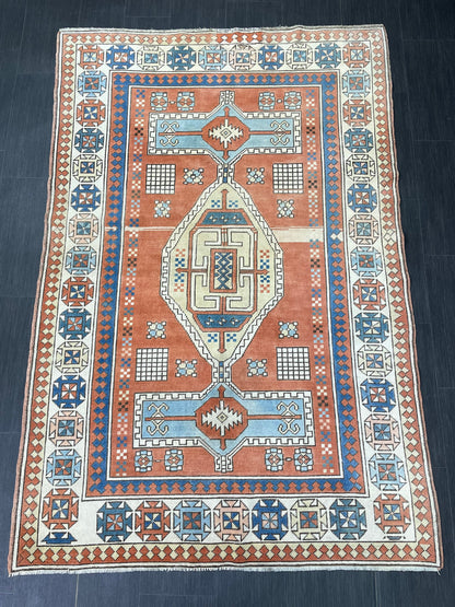Vintage Oushak Rug 4.7 x 7 Vintage Rug Wool Antique Rug Hand Made Rugs Vintage Turkish Rug OUSHAK RUG TURKISH Oushak Rug