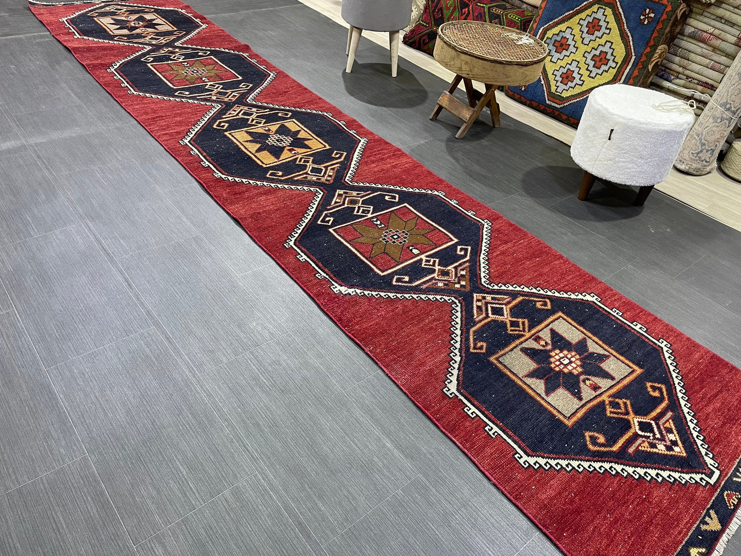 Wool Vintage Runner Rug, Turkish Runner 2.6 x 12.2 Rug, Orienta Runner Rug, Vintage Runner Rug, Hallway Runner Rug Kitchen Runner.