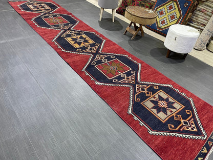 Wool Vintage Runner Rug, Turkish Runner 2.6 x 12.2 Rug, Orienta Runner Rug, Vintage Runner Rug, Hallway Runner Rug Kitchen Runner.