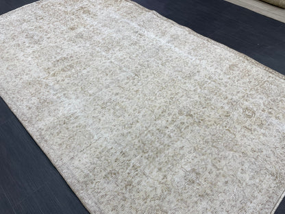 Muted Vintage Rug TURKISH Distressed Rug Vintage 5 x 8.4 Rug Oushak Rugs Muted Rug Turkish Oushak Rug, Vintage Oushak Rug Wool Rug