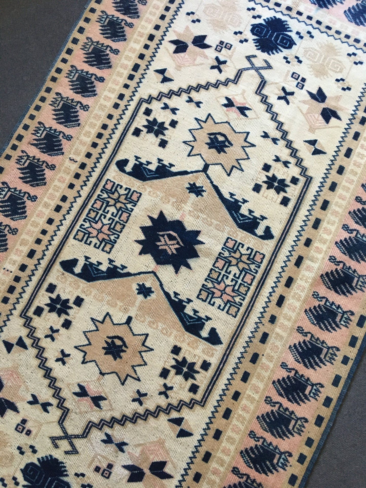 4x6 feet blue turkish living room floor large rug, handmade vintage bohemian rug, wide kitchen area wide rug, bedroom wool rug, bathroom rug