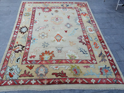12 x 9 OUSHAK RUG, TURKISH Oushak Rug, Vintage Oushak  Rug, Rug, Wool Oushak Rug Hand Made Rugs, Made In Turkey 9x12 Oushak Rug