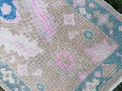 3x8'5 oushak turkish wool runner rug, new production oushak handmade rug, living room rug, bohemian rug