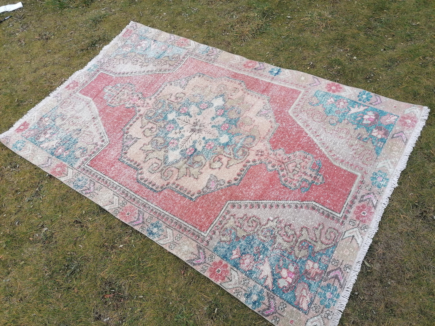 Vintage rug 7x4'6 turkish rug, kitchen rug, oushak rug