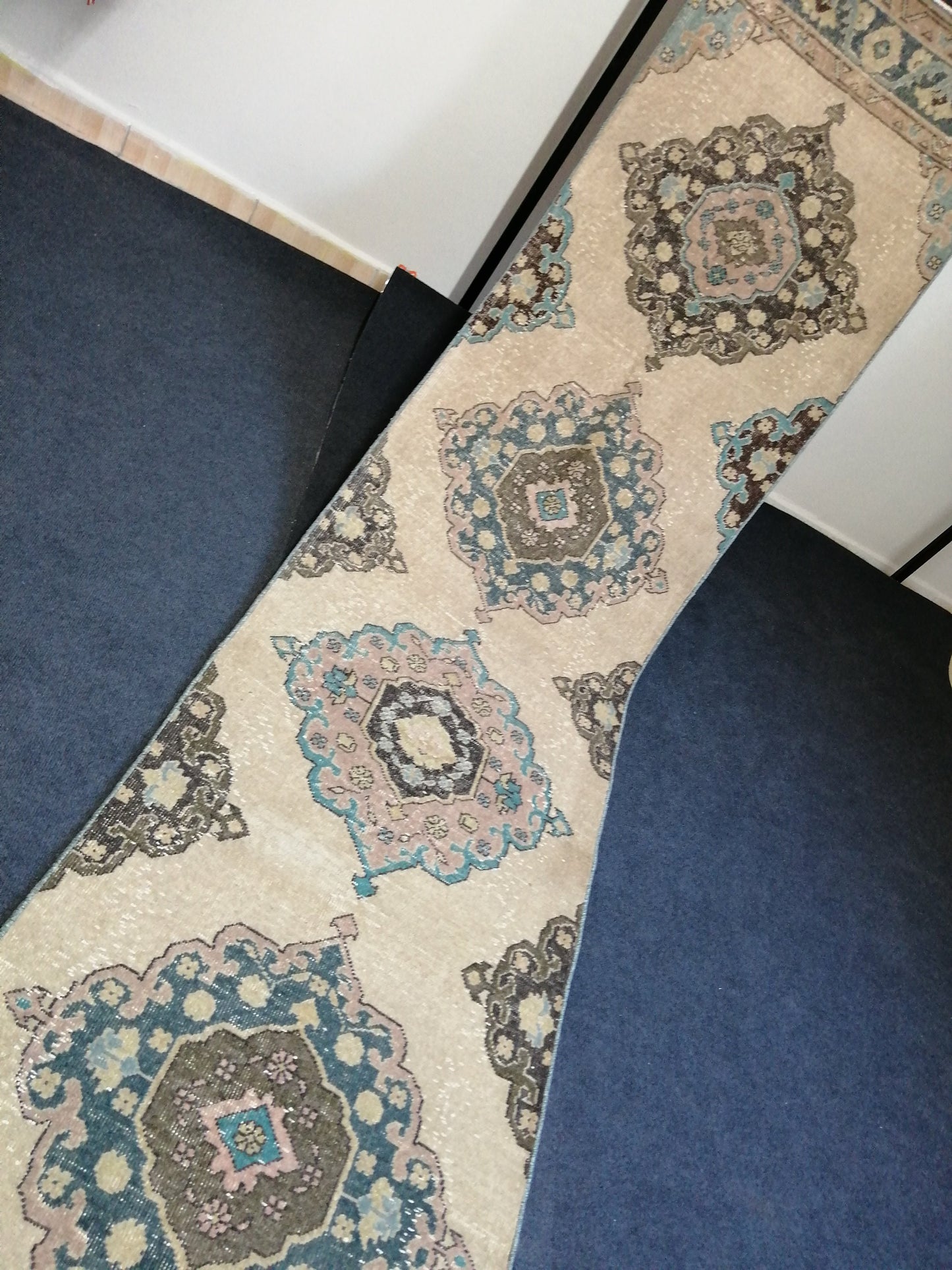 2.6 x 12.9Turkish Runner Oushak Runner Rug Rug Vintage Runner Rug Hallway Runner Rug Kitchen Runner Rug Wool Runner Rug