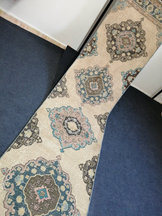 2.6 x 12.9Turkish Runner Oushak Runner Rug Rug Vintage Runner Rug Hallway Runner Rug Kitchen Runner Rug Wool Runner Rug