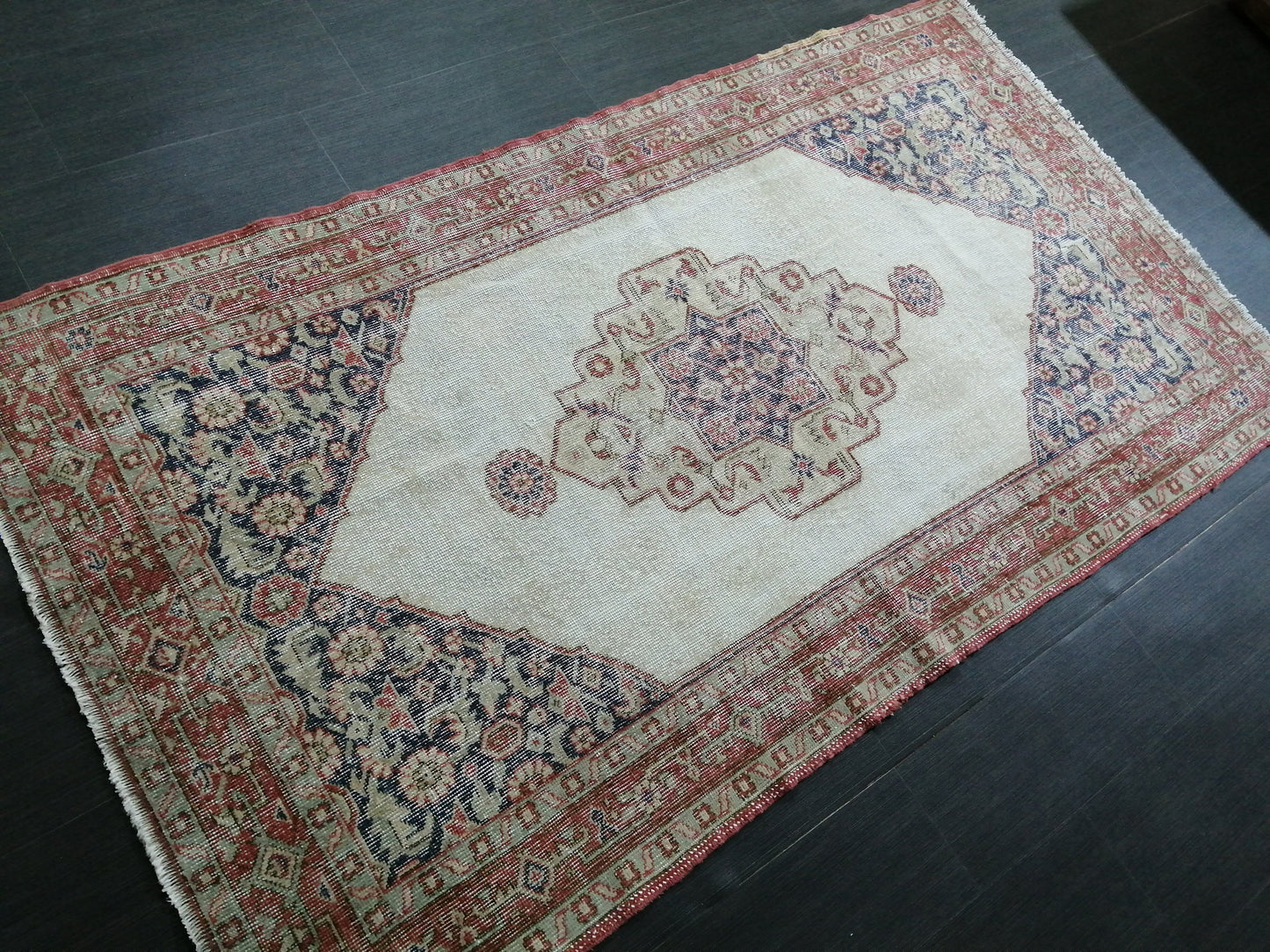 6.9 x 3.9 Rug Handmade Rug Oushak Rug, Rustic Rug Hand Knotted Rug, Rug Runner,Muted  Turkish Rug, Farmhouse Rug, Vintage Rug, Wool rug