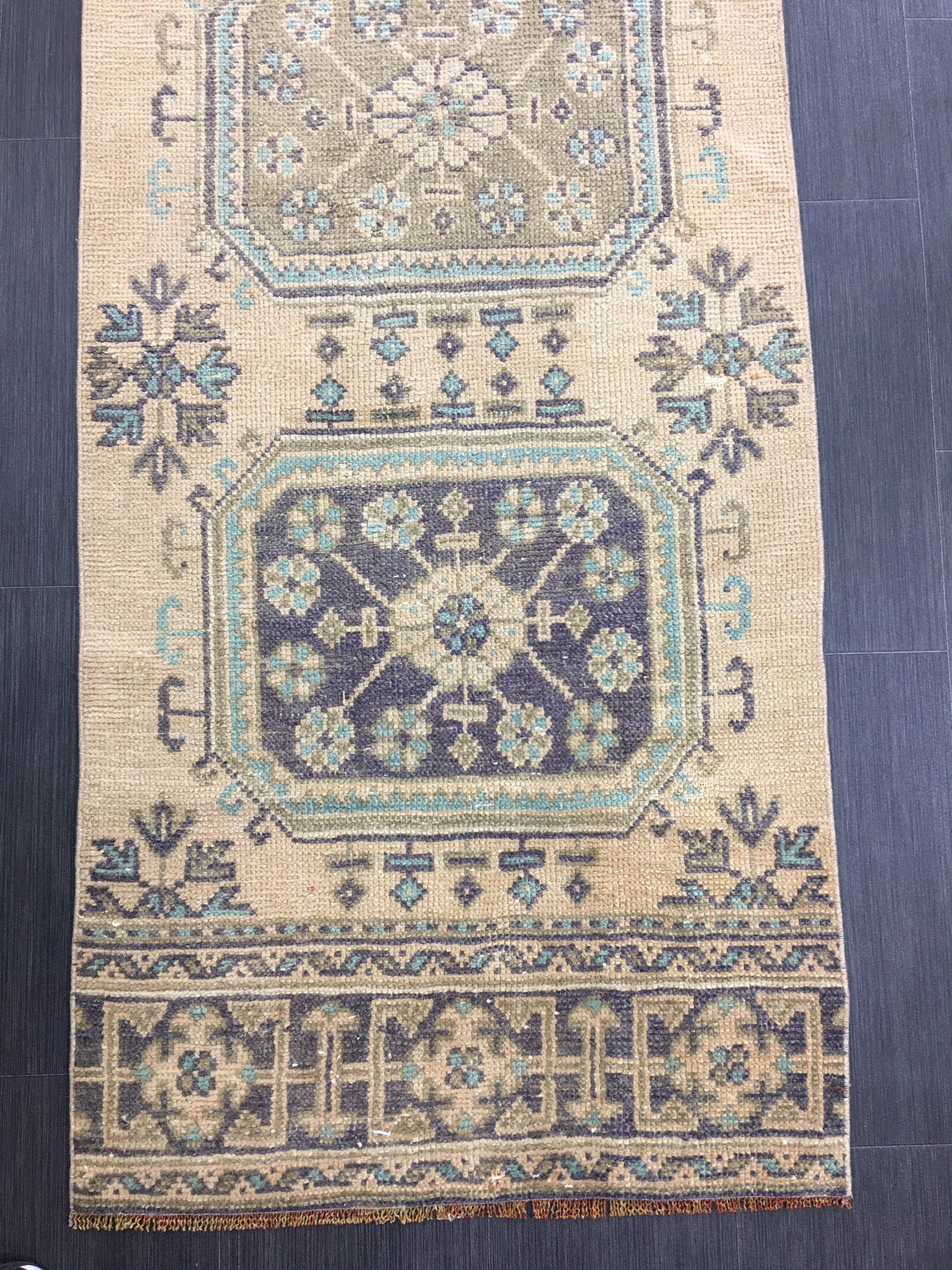 Wool Vintage Runner Rug 2.8 x 11.3 Turkish Runner Rug Oushak Runner Rug Blush Hallway Runner Rug Kitchen Runner Rug Wool Runner Rug