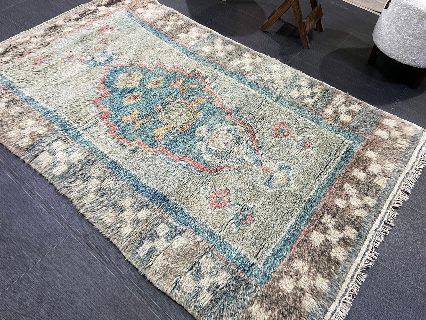 Antique Rug, Vintage Shaggy 3.7 x 5.9 Rug, High Wool Pile Rug,Plush Rug,Handmade Rug,Hand Knotted Rug,One Of A Kind Rug, Nomad Rug, Rear Rug