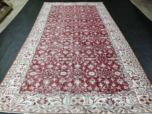 5.3 x 10 Vintage Rug TURKISH HAND MADE Rug Muted Vintage Turkish Rug Persian Rug Turkish Oushak Rug, Vintage Oriental Rug, Wool Rug