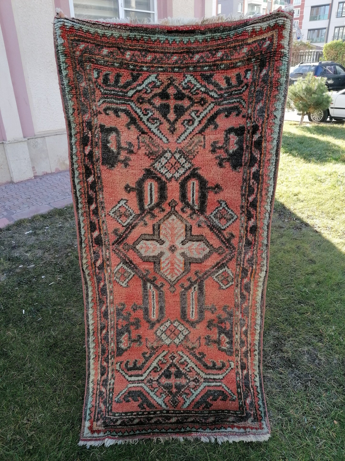 Shaggy oushak rug turkish rug vintage rug vintage 5'9x2'10