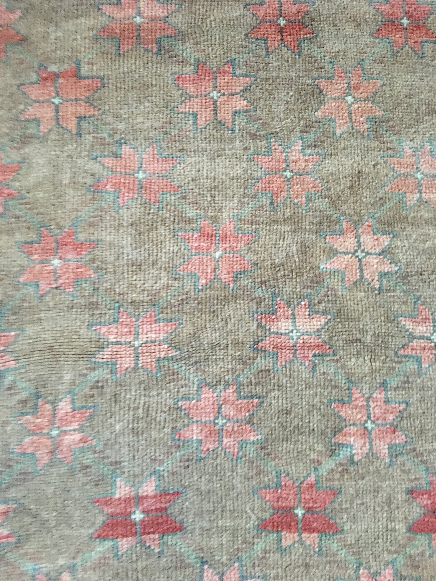 3.6x6 feet handmade grey wool muted rug, turkish vintage blue rug, large oushak kitchen floor rug, bedroom area wide rug, living room rugs