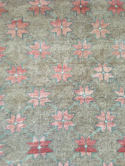 3.6x6 feet handmade grey wool muted rug, turkish vintage blue rug, large oushak kitchen floor rug, bedroom area wide rug, living room rugs