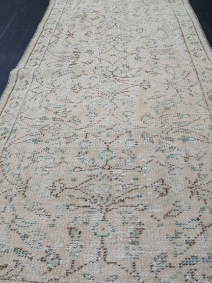 Vintage Runner Rug  2.4 x 10.7 Persian Runner Rug Muted Vintage Runner Rug Antique Hallway Runner Muted Turkish Runner Rug Distressed Runner