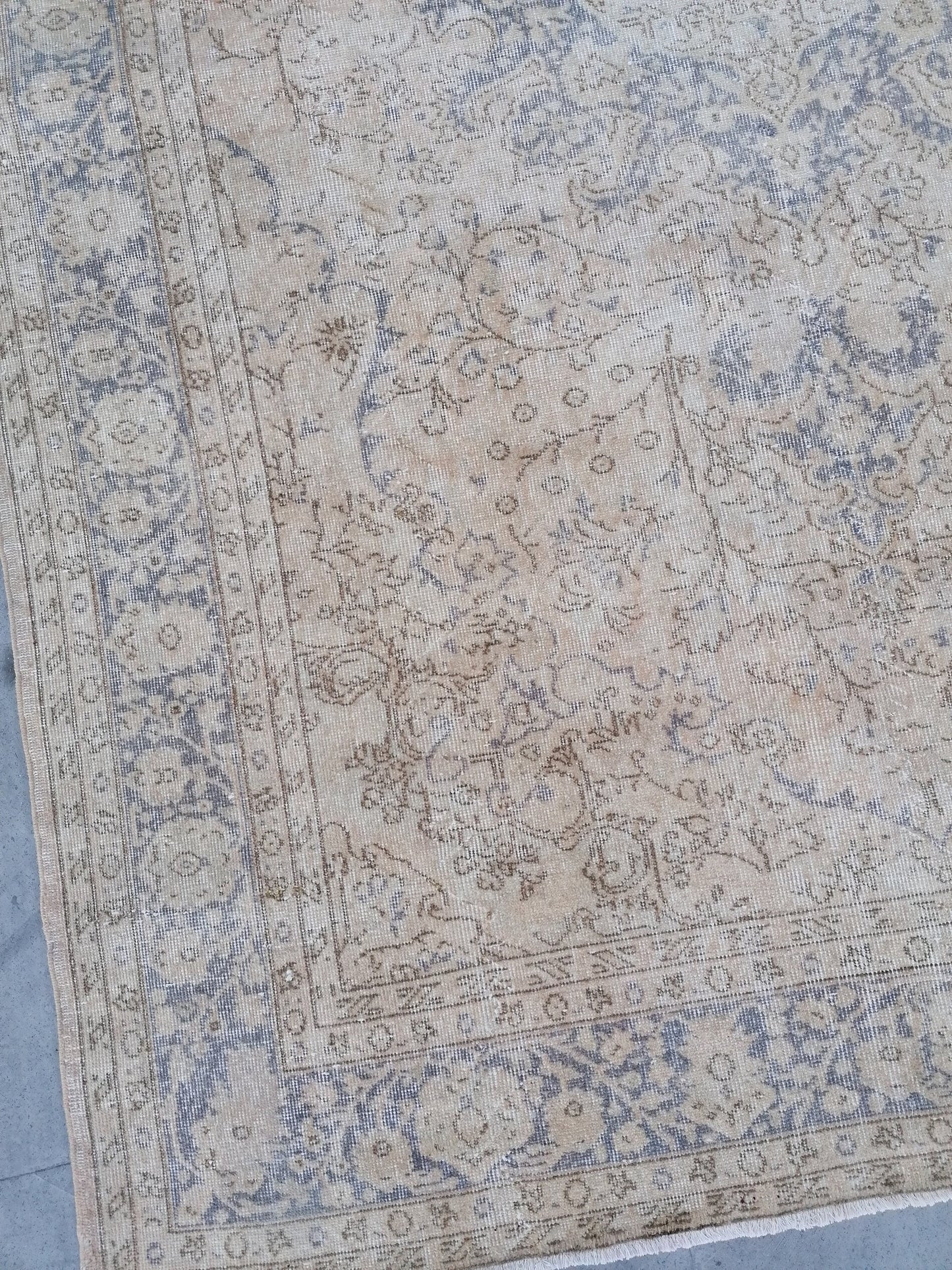 7 x 10 large vintage oushak rug, handmade rug, distressed rug