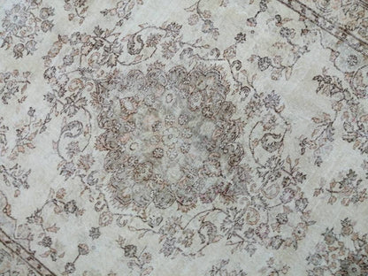 6.5 x 10.3 Muted OUSHAK RUG Neutral Vintage Oushak Rug Large Vintage Rug Wool Oushak Rug Hand Made Rugs Vintage Turkish Rug