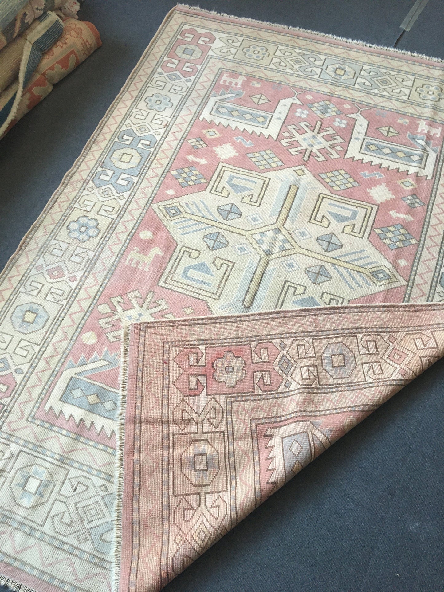 5x7 feet handmade turkish large rug, big wool oushak rug, red vintage largest area rug, bohemian blue kitchen rug, bedroom floor etnique rug