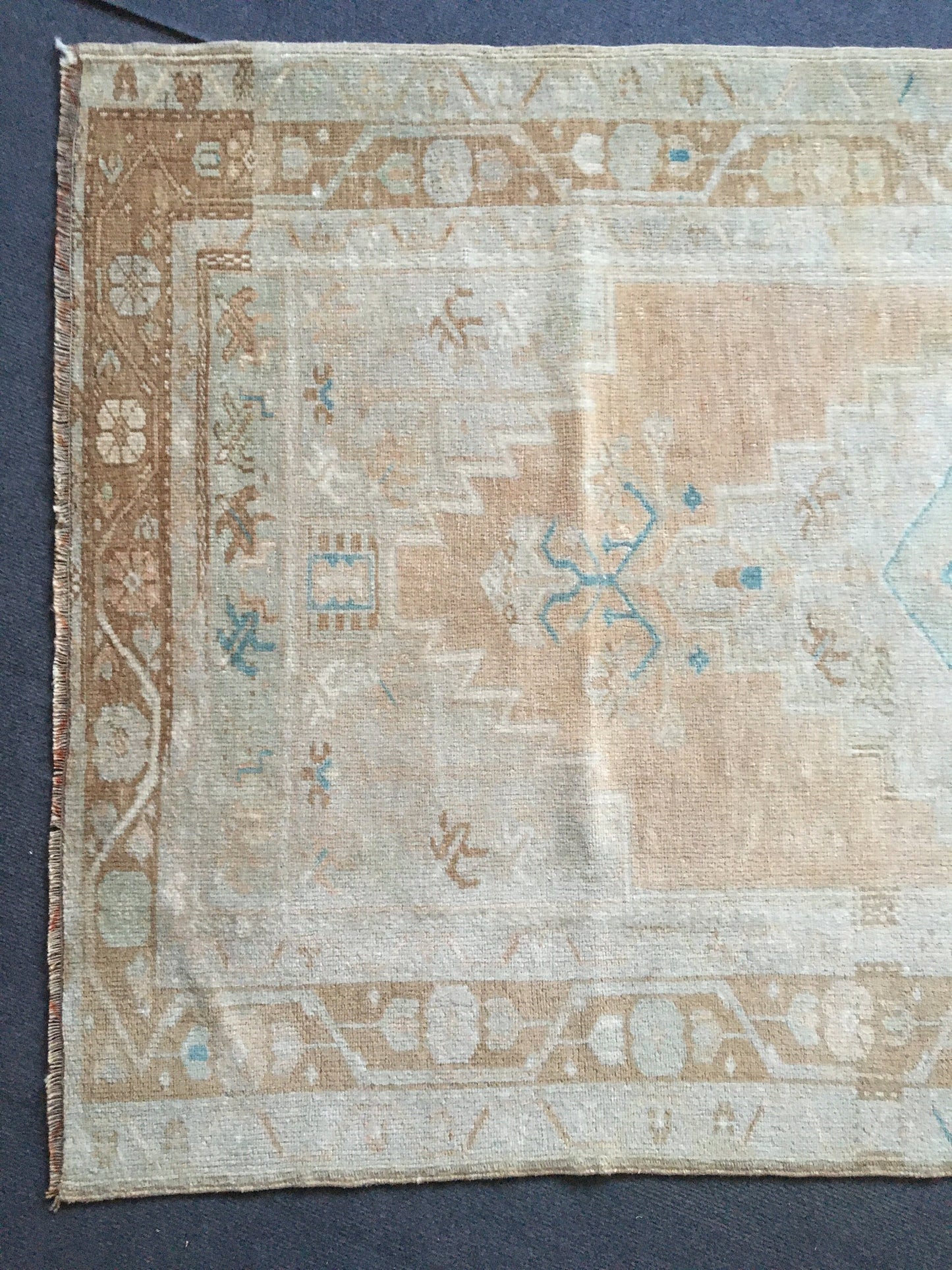 3.4x6.2 feet natural wool large rug, turkish kitchen area rug, oushak bedroom rug, hallway middle floor rug, brown muted bathroom floor rugs