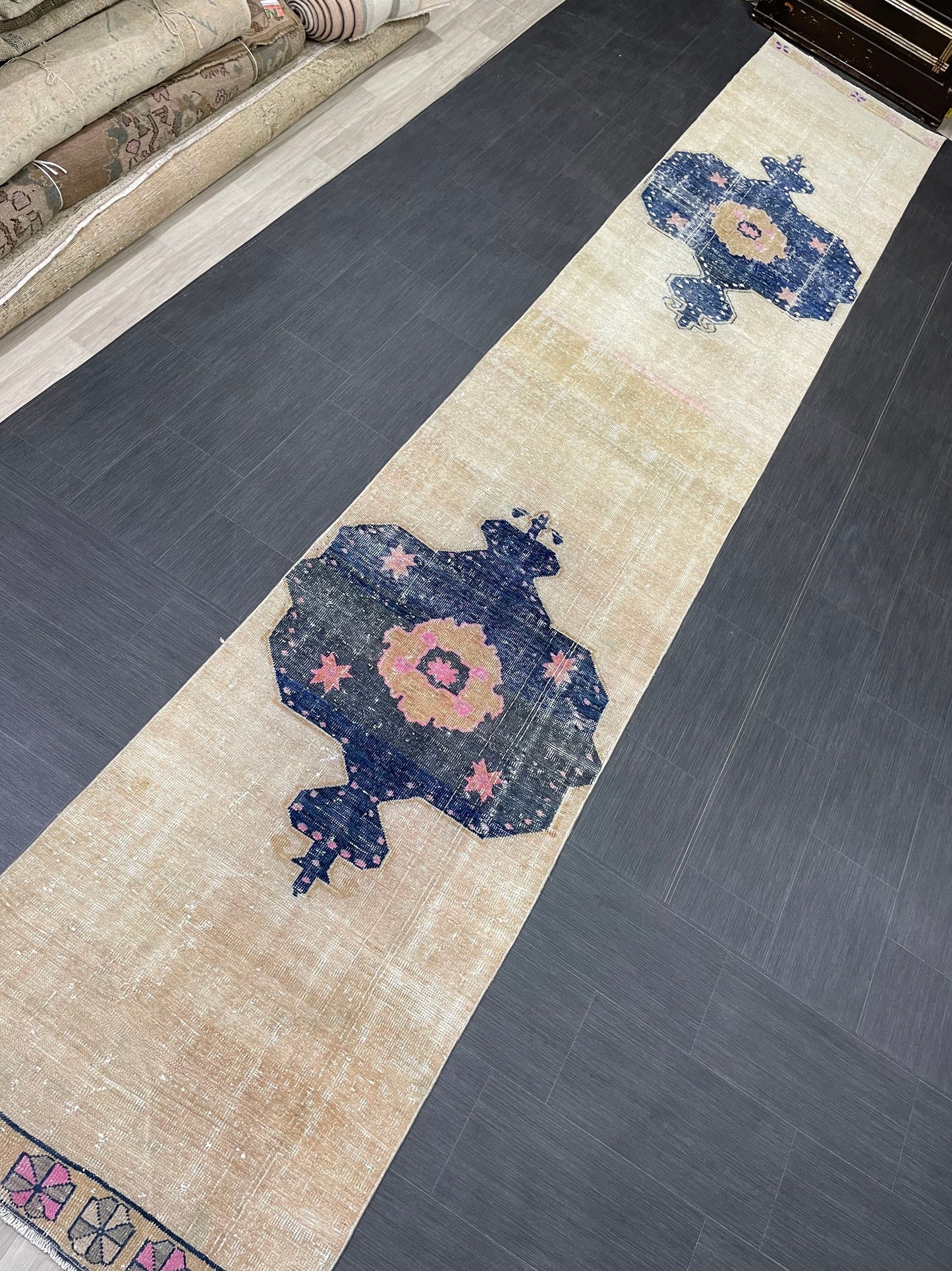 XL Wool Handmade Runner Rug 2.9 x 16.6 TURKISH Runner Rug Vintage Runner Rug Extra Long Runner Rug Staircase Runner rug Hand Knotted Runner