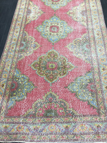 Vintage Handmade Runner 5 x 13 Vintage Runner Hand Knotted TURKISH Runner Vintage Runner Distressed Vintage Persian Muted Runner Rug