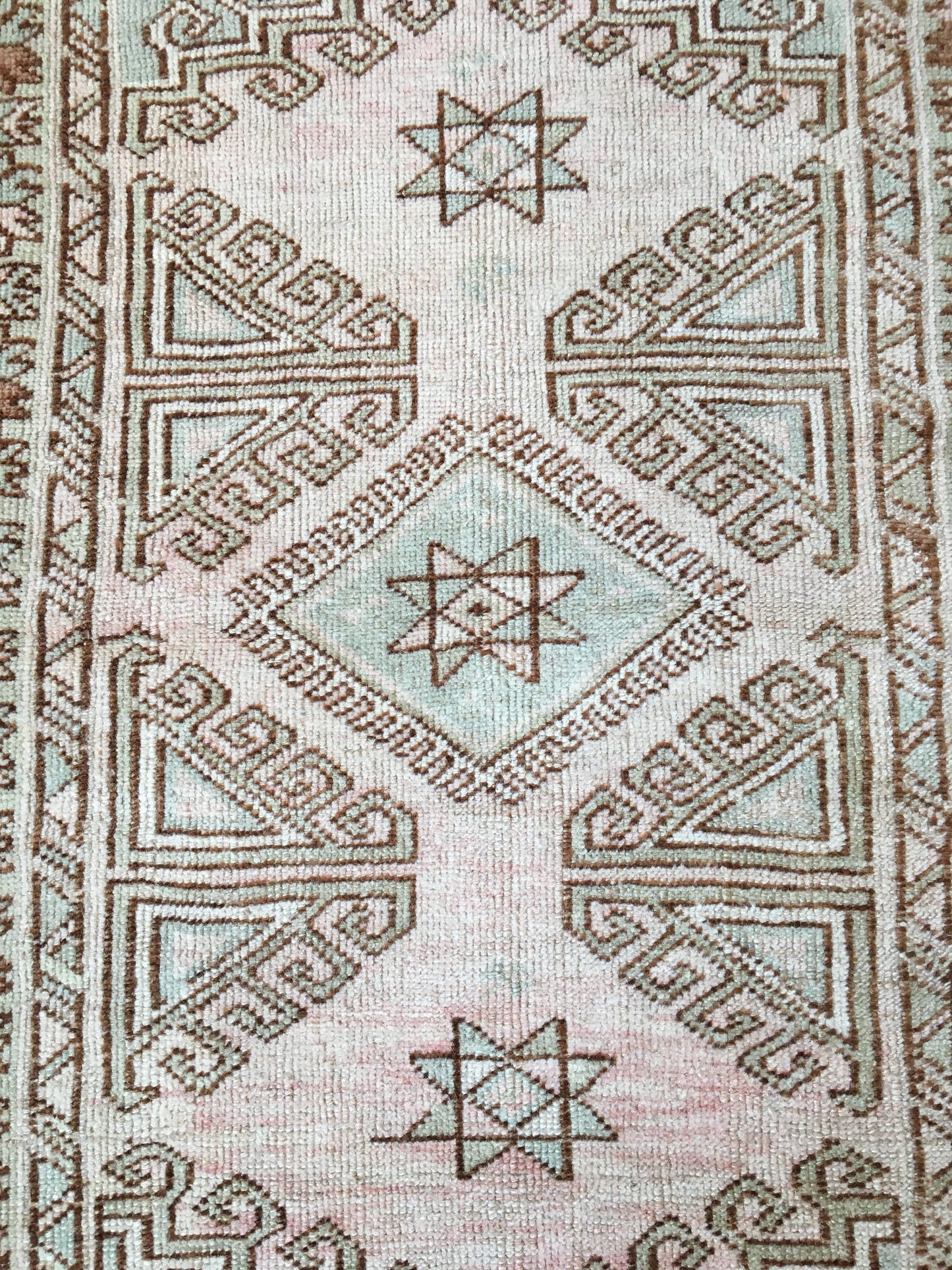 3x5 feet handmade antique persian motif rug, wool medium blue muted turkish living room rug, bohemian style kitchen floor rug, vintage rug