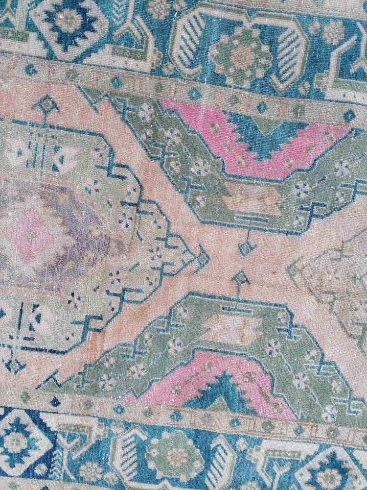 Turkish runner rug 4'7x12'4  blue runner rug,vintage oushak runner rug,kitchen runner rug,hallway runner rug,vintage runner rug