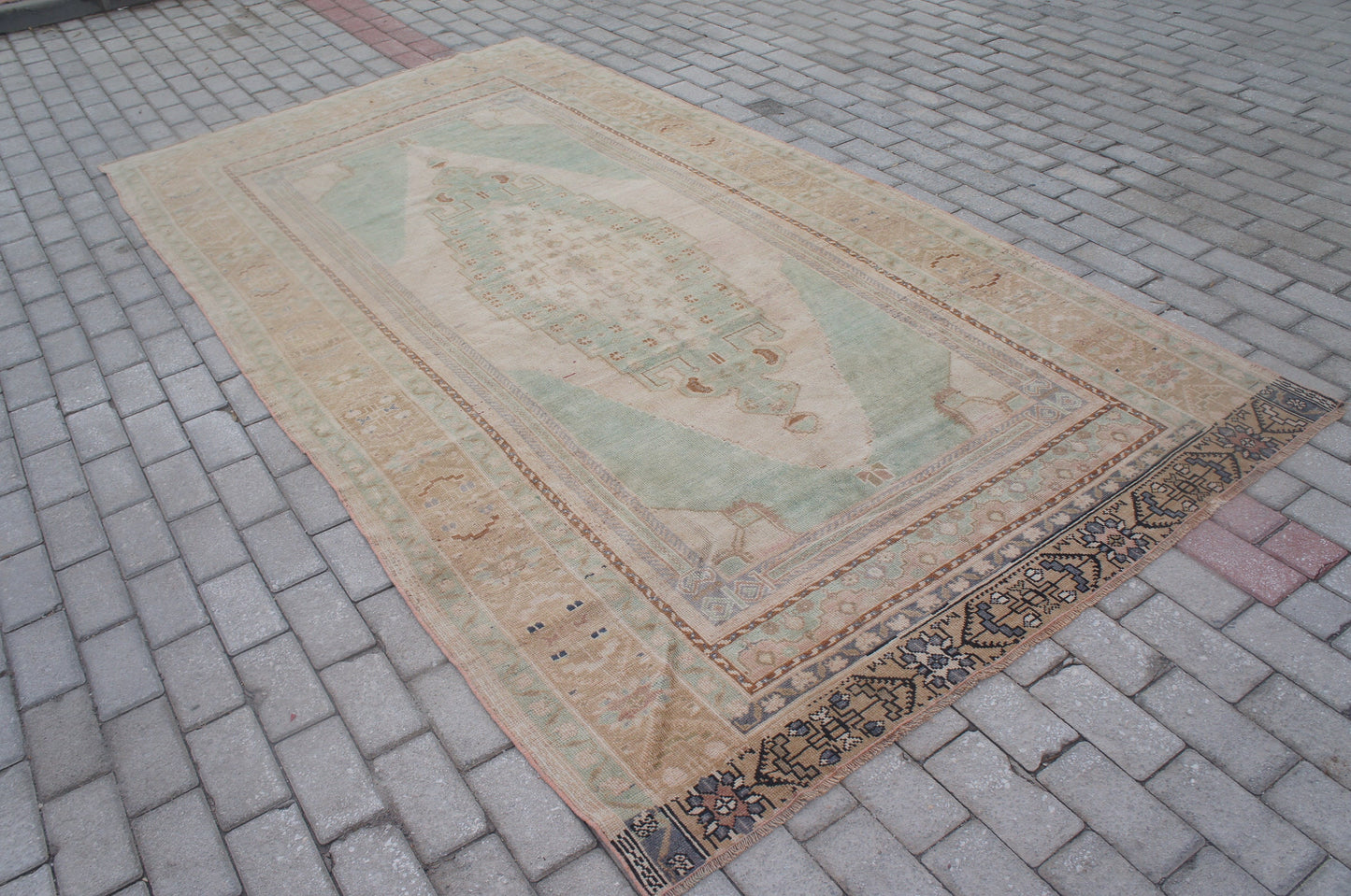 10 x 5.2 Vintage Turkish Rug, Turkish Rug, Wool Oushak Rug, Oushak  Rug, Hand Made  Rug, Wool Rug, Turkish Rug 5 by 10 ft