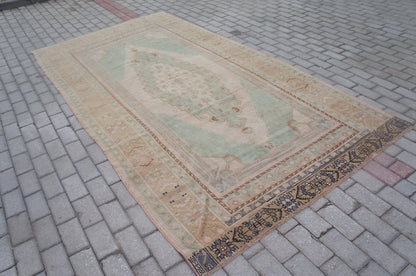 10 x 5.2 Vintage Turkish Rug, Turkish Rug, Wool Oushak Rug, Oushak  Rug, Hand Made  Rug, Wool Rug, Turkish Rug 5 by 10 ft