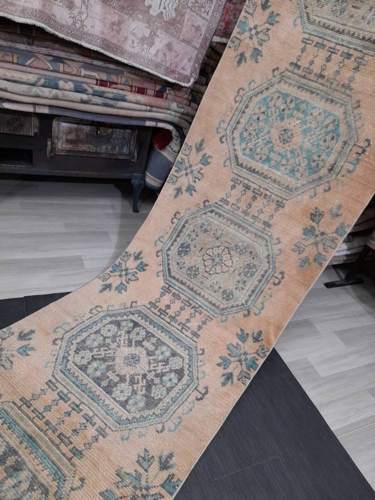 Extra Long Turkish Runner Rug Long Vintage Runner Rug 2.6 x 21.2 Vintage Distresse Runner Extra Long Oriental Runner Muted XL Antique Runner