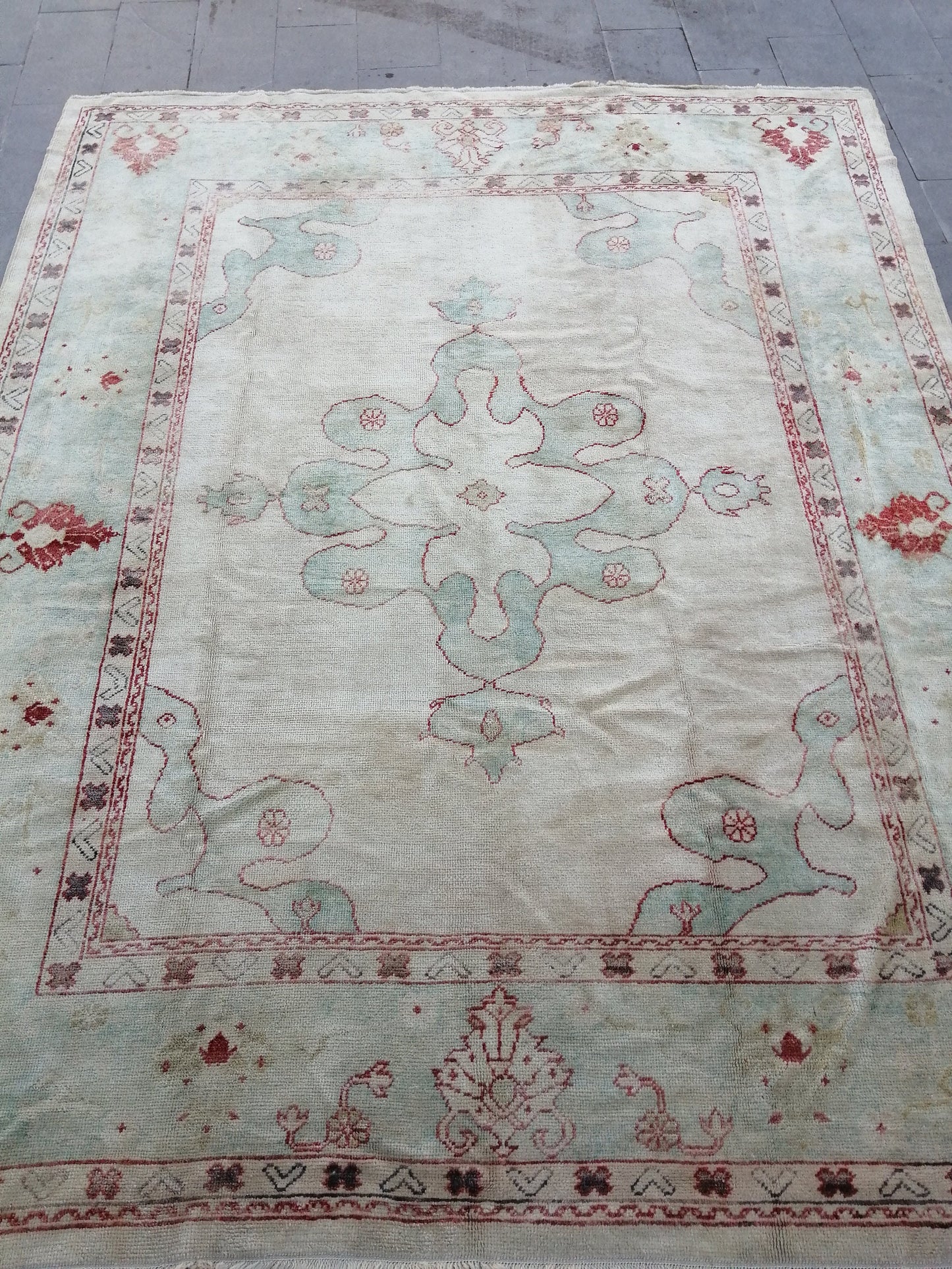 Muted OUSHAK RUG, 9.3 x 11.7 TURKISH Oushak Rug, Vintage Oushak Rug Wool Oushak Rug Hand Made Rugs, Authentic  Oushak Rug
