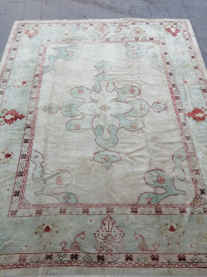 Muted OUSHAK RUG, 9.3 x 11.7 TURKISH Oushak Rug, Vintage Oushak Rug Wool Oushak Rug Hand Made Rugs, Authentic  Oushak Rug