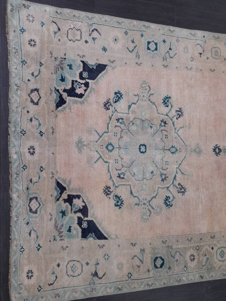 Muted Persian RUG Vintage Oushak Rug Large 5 x 10.5 Vintage Rug Wool Oriental Rug Hand Knotted Rugs Vintage Turkish Rug Muted Rug 5x10 rug