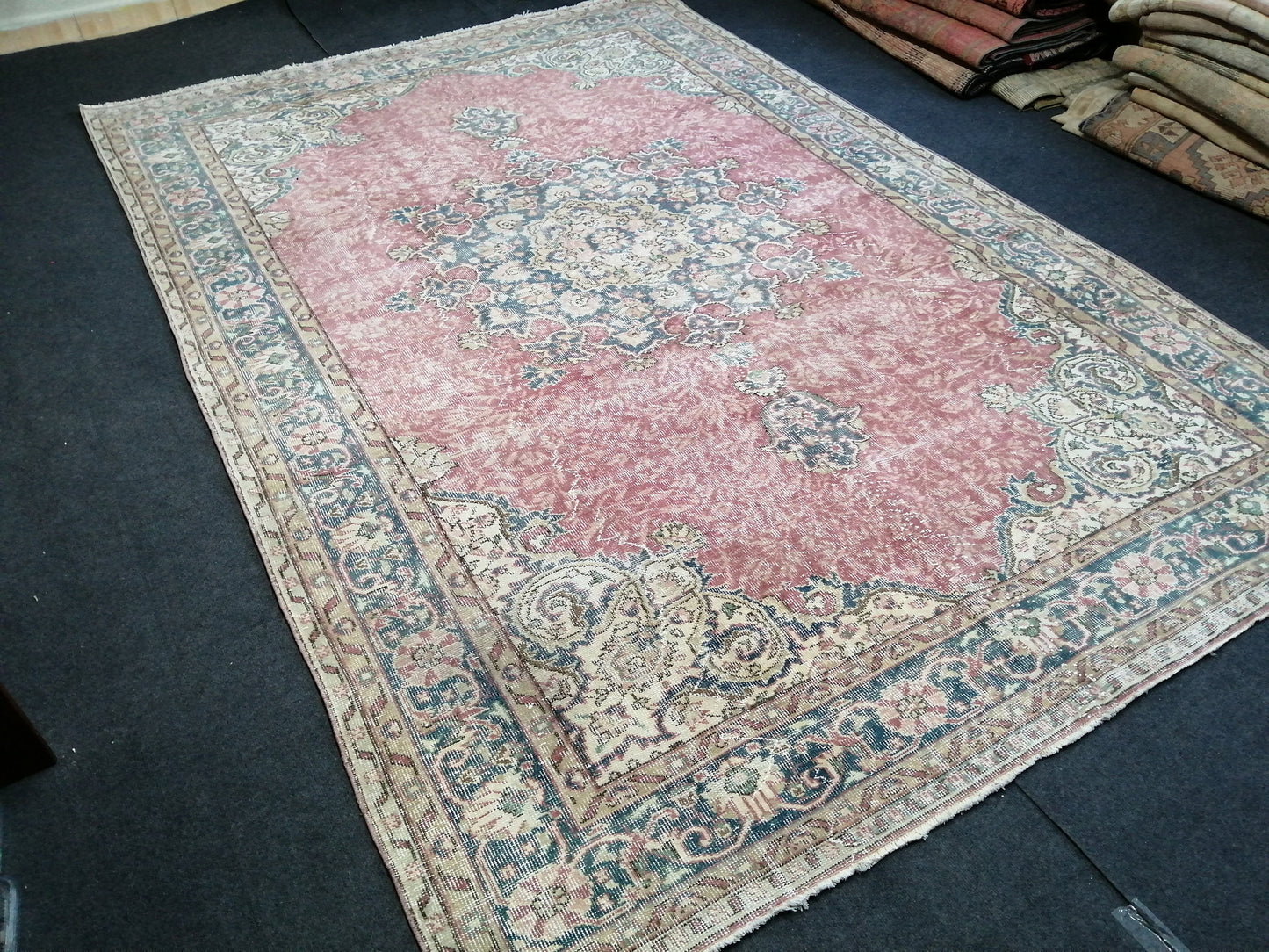 10.3 x 6.9 Vintage Rug, Oushak Rug, Turkish Rug, Livingroom Rug, Kitchen Rug, Handmade Wool Rug, Hand Knotted Rug