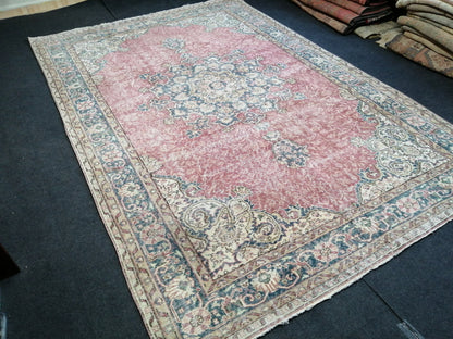 10.3 x 6.9 Vintage Rug, Oushak Rug, Turkish Rug, Livingroom Rug, Kitchen Rug, Handmade Wool Rug, Hand Knotted Rug