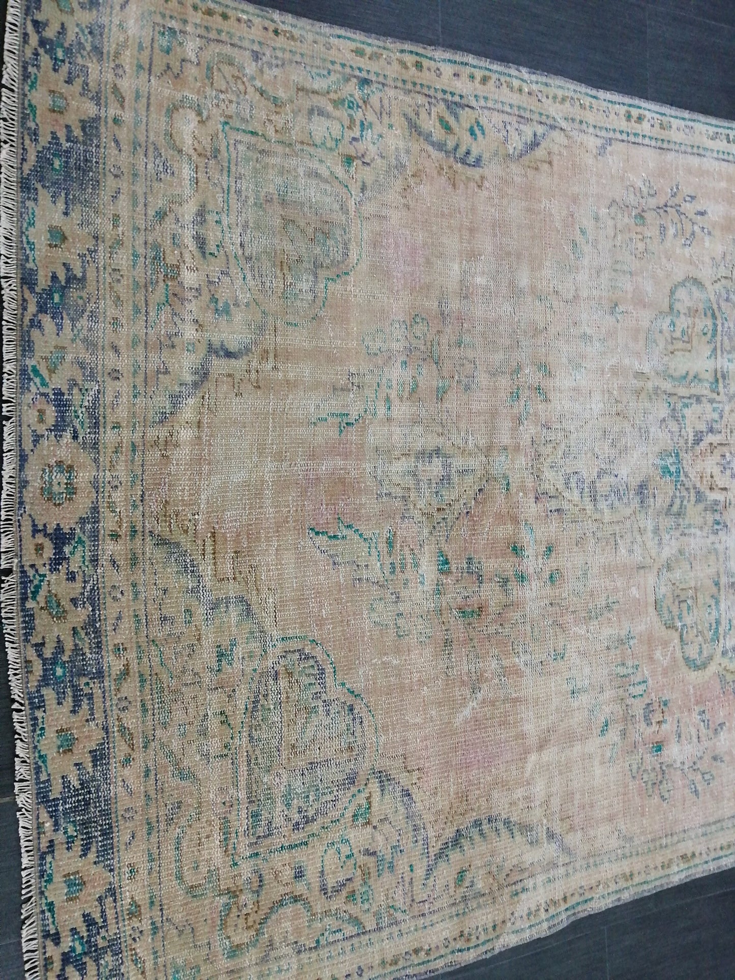 9.5 x 5.4 Distressed Rugs, Hand Made Rug, Oushak Rug, Rustic Rug, Bohemian Rug, Rug Runner, Turkish Rug, Farmhouse Rug, Vintage Rug