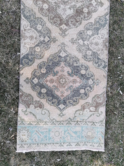 2.6 x 17.3 extra long vintage runner, oushak runner rug hallway runner, vintage anatolian rug