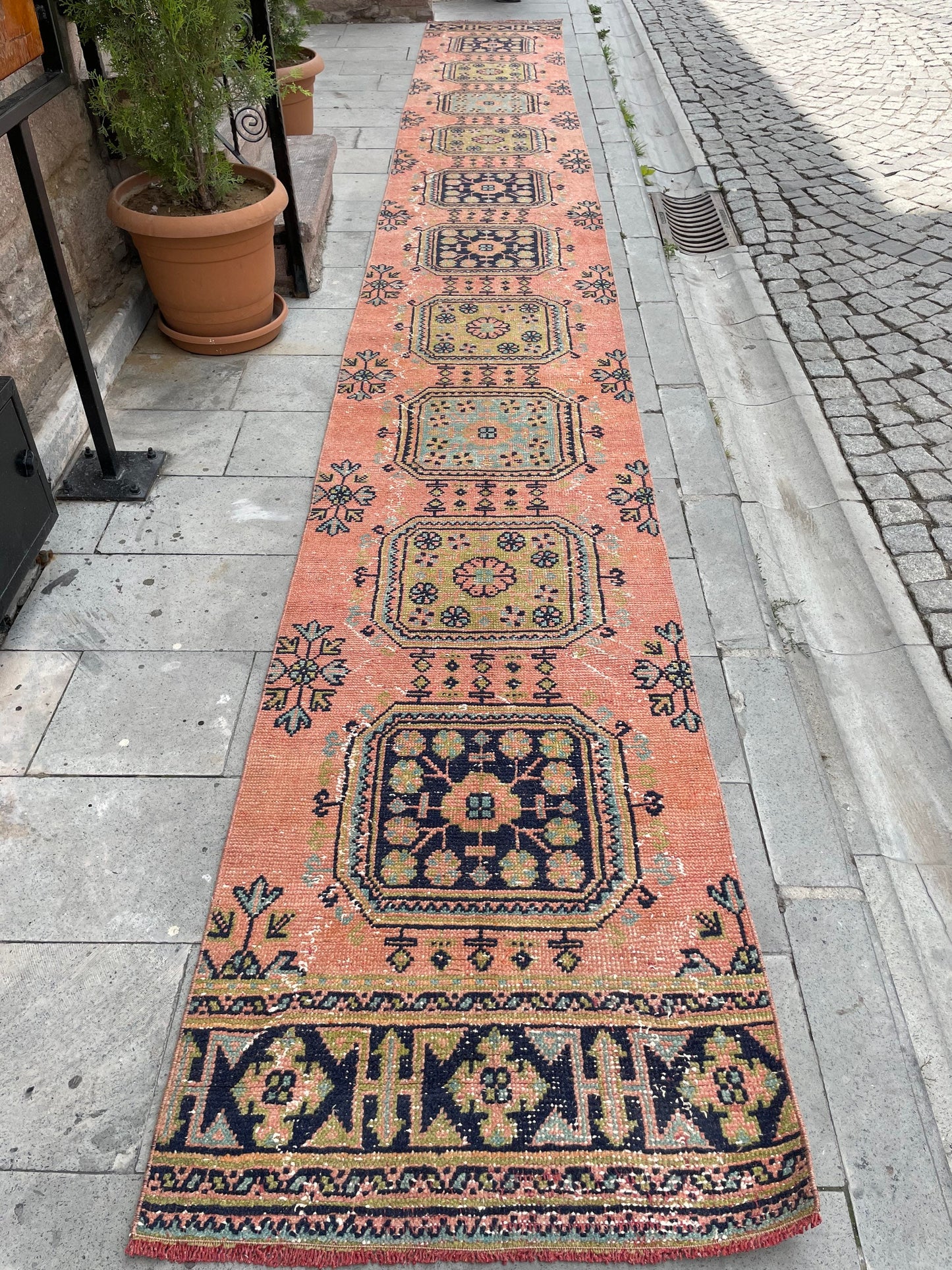 Long Vintage Runner TURKISH Runner Rug 2.6 x 21 Handmade Runner Rug XL Oriental Runner Rug Staircase Hand Knotted Runner rug