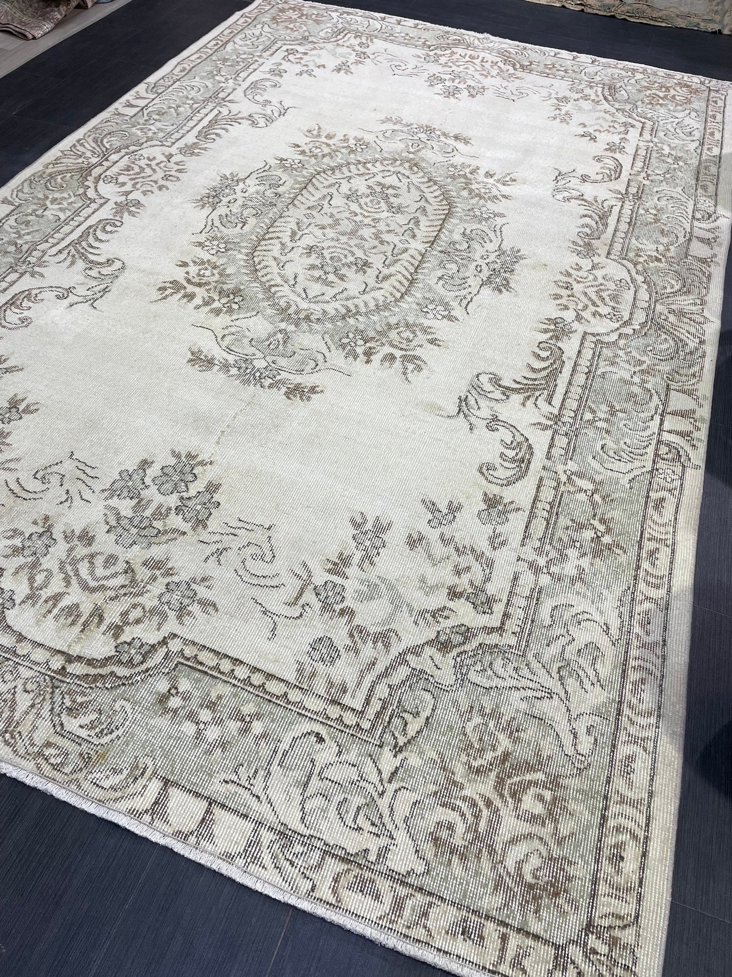 Large Area OUSHAK RUG, TURKISH 6.4 x 10 Rug, Muted Vintage  Rug, Handmade Rug, Antique Hand Knotted Rug, Persian Rug, Muted Oriental rug