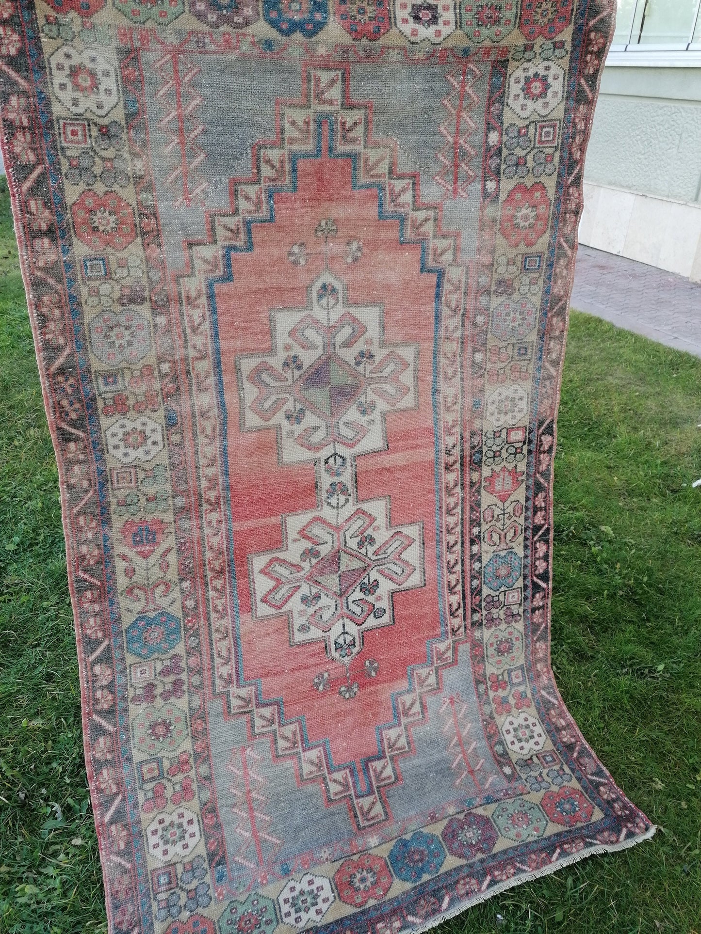 Vintage turkish rug,oushak vintage rug,3.7x6.7 kitchen rug, vintage anatolian rug,unique hand made bohemian