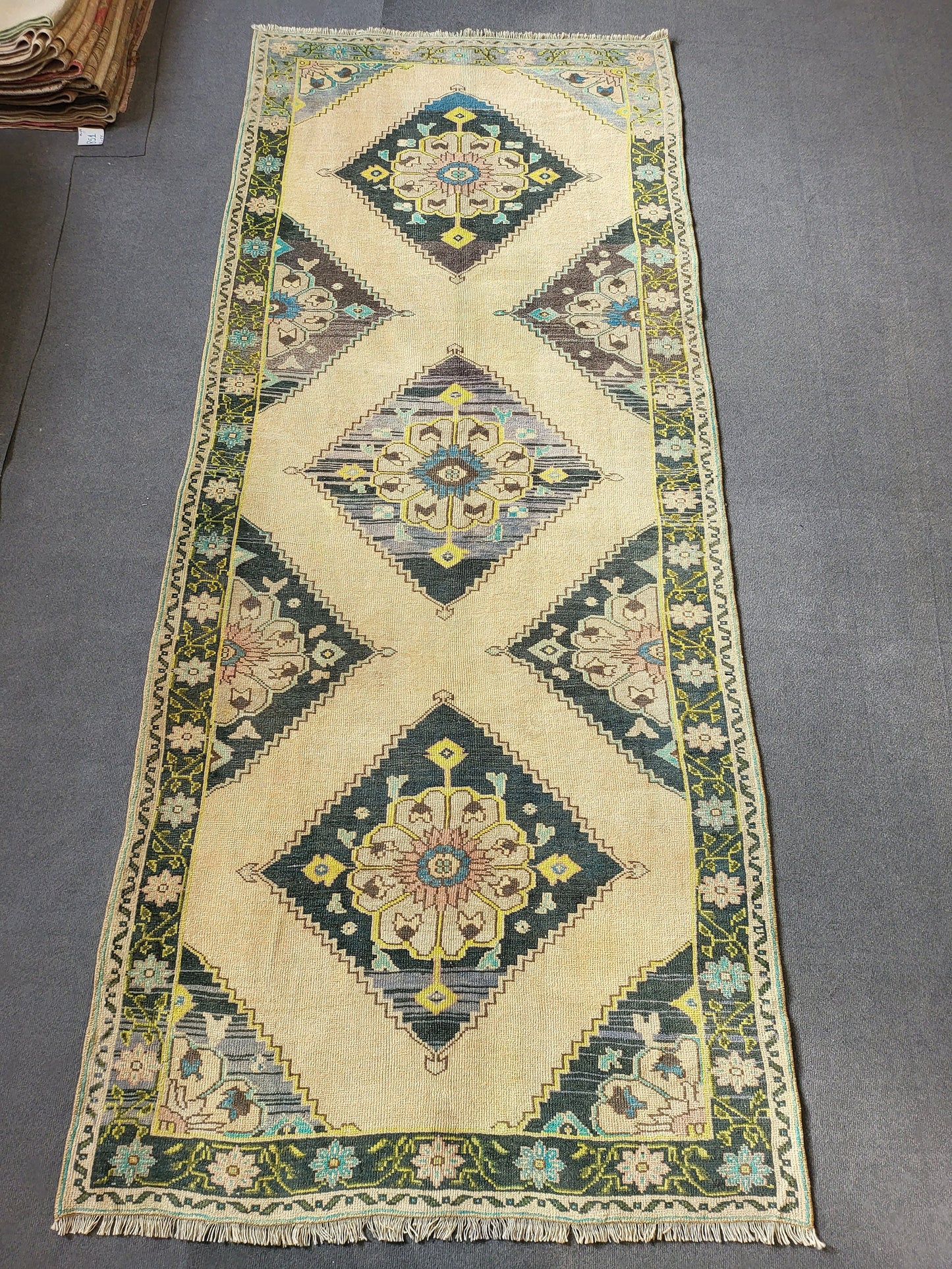 Oushak Runner Rug, Turkish 4.2 x 10.3 Runner Rug, Vintage Runner Rug, Persian Hallway Runner Rug, Handmade Runner Rug Wool Anatolian Runner